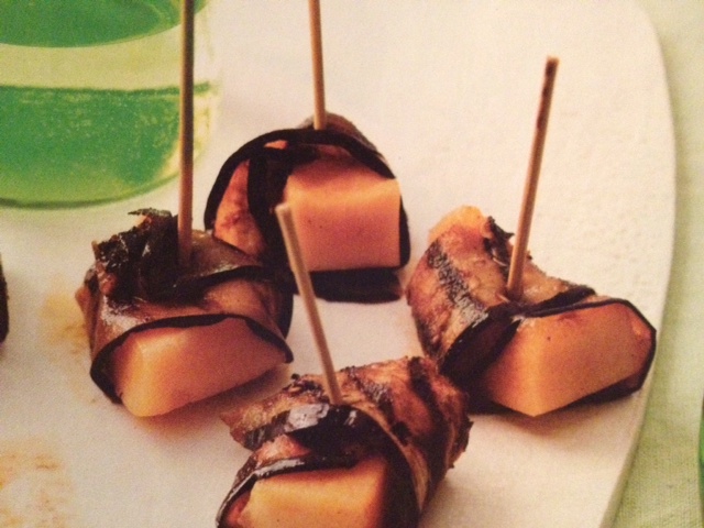 Smokey Eggplant and Melon Wraps